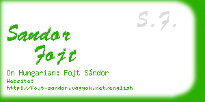 sandor fojt business card